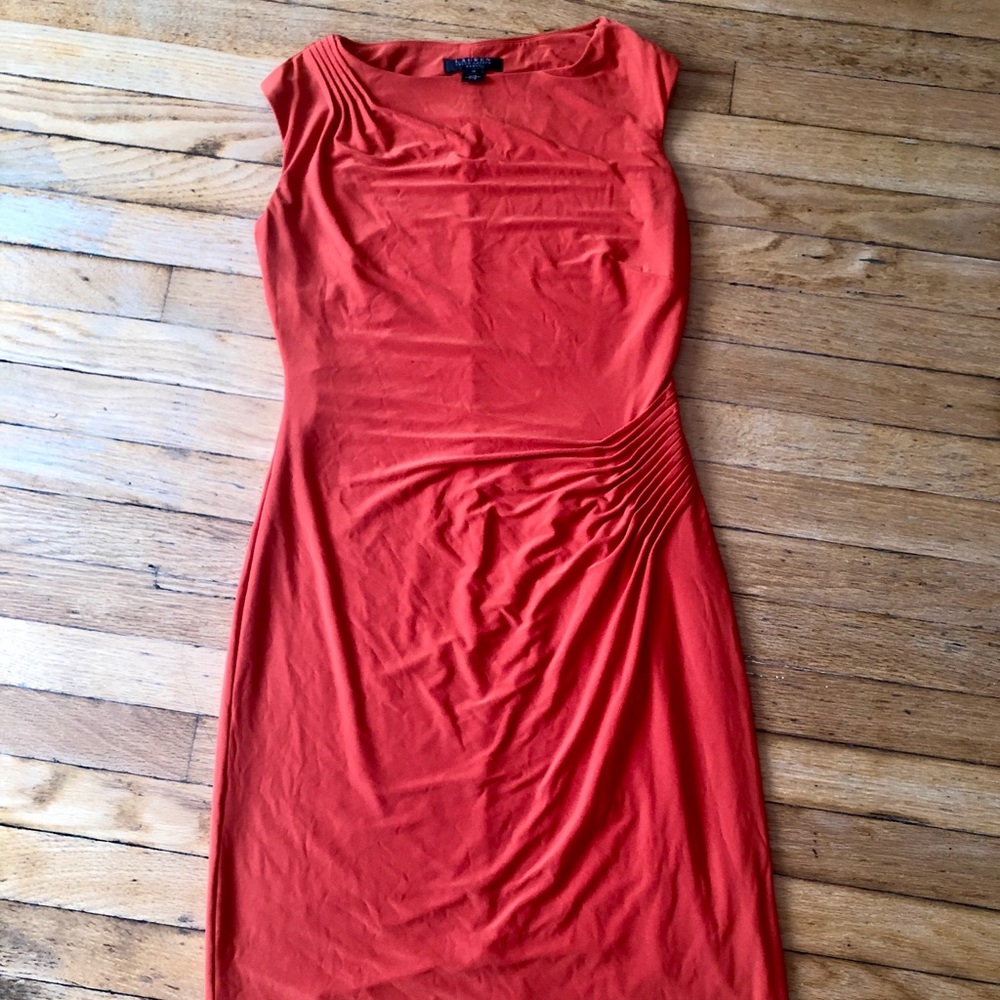 Orange Ralph Lauren dress.